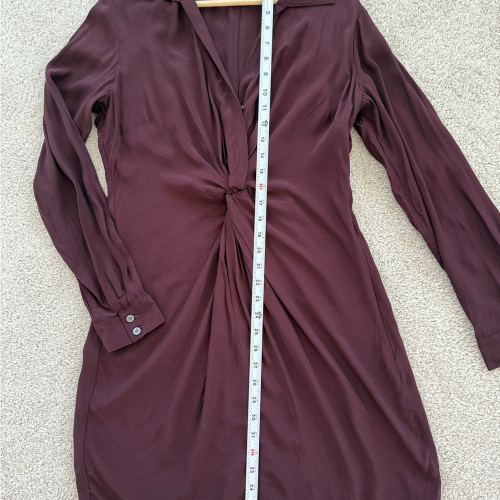 LOFT Deep Burgundy Twist Front Shirt Dress (6) - Picture 4 of 9